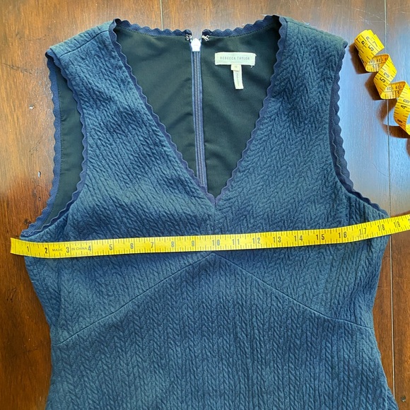Rebecca Taylor Navy Sleeveless V-neck Midi Dress Size 12 - Picture 5 of 8